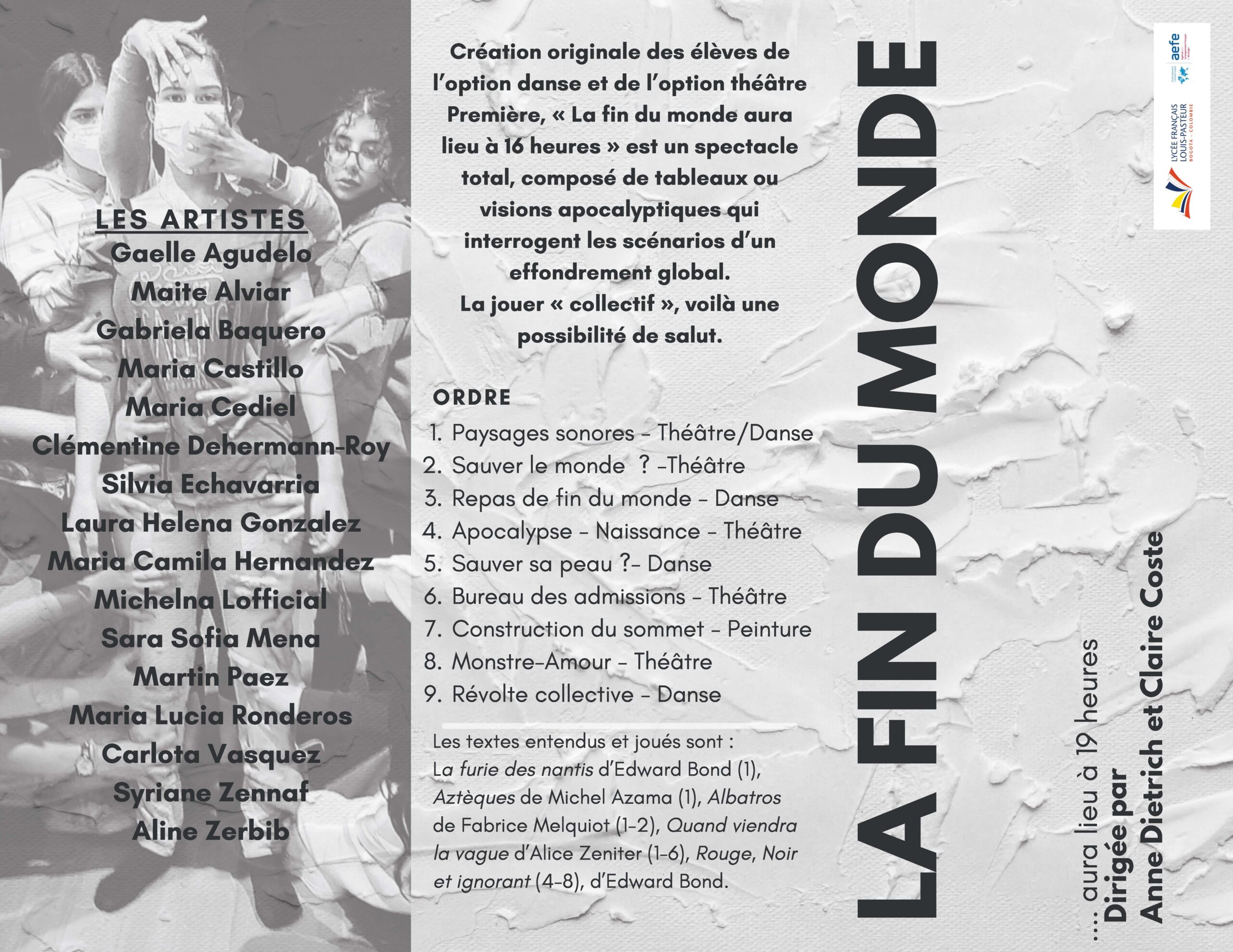 Actualite Secondaire Theatre Danse Lafindumonde!